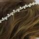 Vintage Inspired Bridal Headband Pearl and Rhinestone Art Deco Wedding Hair Accessory Simple Thin Crystal Hairband Bohemian Forehead Halo