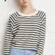 Summer 2017 new Womenswear fashion simple Navy short bi-color stripe t-shirt - Bonny YZOZO Boutique Store
