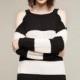 Must-have Vogue Sexy Open Back Solid Color Jersey Fall 9/10 Sleeves Stripped Sweater - Bonny YZOZO Boutique Store