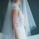 FINGERTIP MODERN DROP Veil with Blusher, Trending Wedding Veil, 2-tier Veil, available in waltz and chapel lengths - Zoe