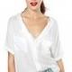 Must-have Casual Oversized V-neck Short Sleeves Pocket Accessories White Summer Top Chiffon Top - Bonny YZOZO Boutique Store