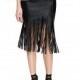 Vogue Asymmetrical Fringe Split Front Sheath High Waisted One Color Fall Skirt - Bonny YZOZO Boutique Store