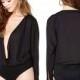 Sexy Seen Through Split Front Slimming V-neck High Waisted Chiffon 9/10 Sleeves Black Jumpsuit Short - Bonny YZOZO Boutique Store