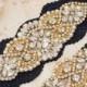 Bridal Garters Sets, Pearls And Gold Rhinestones Garter ,Stretch Navy Lace Bridal Garter, Wedding Garters Sets  YS852913