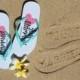 Just Married Imprint Honeymoon / Beach Wedding Flip Flops Slippers Stamp In Sand