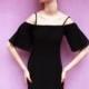 Texture craft crochet lace-necked silk dresses, little black dresses and summer - Bonny YZOZO Boutique Store