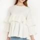 Vogue Sweet Fresh Frilled Sleeves Multi Layered White Summer Blouse - Bonny YZOZO Boutique Store