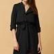 Vogue Slimming High Waisted Summer 9/10 Sleeves Black Blouse Dress - Bonny YZOZO Boutique Store