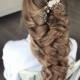 Bridal pearl silk flower hair piece
