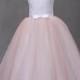 Blush pink dress white flower girl  wedding dress tulle dress girls tulle dress toddler princess dress baby pink dress girls tutu dress