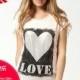 Printed Slimming Scoop Neck Polka Dot Heart-shape Alphabet Casual Short Sleeves T-shirt Top - Bonny YZOZO Boutique Store