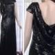Black Bridesmaid Dress, Black Sequin Gown, Sequin Bridesmaid Dress, Trumpet Dress, Drape Back Porm Dress