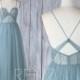 Bridesmaid Dress Dusty Blue Tulle Dress,Wedding Dress,Spaghetti Strap Prom Dress,Illusion Sweetheart Maxi Dress,A-Line Party Dress(HS523)