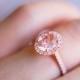 Peach Morganite Ring, Pink Diamond Ring, Matte Rose Gold Ring, Modern Engagement, Bridal Rose Gold Ring, Pink Diamond Ring, Anniversary Gift