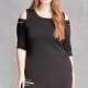 Vogue Ripped Sheath Plus Size Off-the-Shoulder Short Sleeves Summer Dress Skirt - Bonny YZOZO Boutique Store