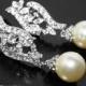 Cubic Zirconia Pearl Bridal Earrings, Swarovski 10mm Pearl Silver Earrings, Wedding Pearl Earrings, Pearl Bridal Jewelry, Prom Pearl Earring