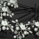Pearl Bridal Hair Pins, White Pearl Hair Pins, Set of 5 Pearl Hair Pins, Wedding Hair Pins, Bridal Head Pieces, White Pearl Hair Jewelry,