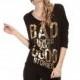 Vogue Printed Hollow Out Scoop Neck 3/4 Sleeves Alphabet Fall Casual T-shirt - Bonny YZOZO Boutique Store