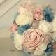 Sola flower bouquet, brides wood flower bouquet, wooden flowers, dusty blue, peach wedding flowers, rustic blue bouquet, eco flowers