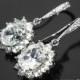 Bridal Earrings, Crystal Wedding Earrings, Cubic Zirconia Earrings, Halo CZ Earrings, Wedding Oval Crystal Earrings, Bridal Crystal Jewelry
