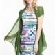 Printed Slimming Bubble Sleeves Short Sleeves Green Twinset Dress - Bonny YZOZO Boutique Store