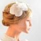 White fascinator with birdcage veil Birdcage veil fascinator Bridal veil clip Wedding fascinator Wedding hair accessories Hair pin