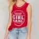 2017 summer new old fashion girl gang letters printed casual boyfriend style sleeveless t-shirt woman - Bonny YZOZO Boutique Store