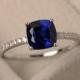 Sapphire ring, engagement ring, sterling silver, cushion cut, blue gemstone ring, sapphire jewelry