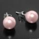 Blush Pink Pearl Stud Earrings, Swarovski 8mm Rosaline Pearl Wedding Earrings, 925 Sterling Silver Pink Pearl Studs, Pink Bridesmaid Earring