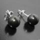 Black Pearl Earring Studs, Swarovski Mystic Black Earrings, Black Silver Studs, Bridal Pearl Earrings, Wedding Jewelry, Bridesmaid Earrings