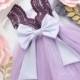 Birthday dress for babies lavender & dark purple lace dress  Dress with bow Dress for girls birthday Tutu dress for kids Flower Girl dress