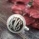 Sterling Silver Monogrammed Ring Round with Rope Edge 18MM