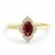 Natural Ruby Ring / 14k Gold Halo Ruby Engagement Ring / Victorian Genuine Ruby Ring / July Birthstone Ring / Anniversary Gift