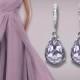 Smoky Mauve Crystal Earrings Pale Lavender Silver Teardrop Earrings Swarovski Mauve Rhinestone Earrings Bridesmaid Earrings Prom Earrings