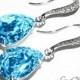 Aqua Blue Crystal Earrings Swarovski Aquamarine Rhinestone Earrings Teardrop Blue Earrings Bridesmaid Blue Earrings Wedding Blue