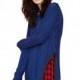 New simplicity pattern knit sweater for fall/winter contrast color zipper slit loose women sweater - Bonny YZOZO Boutique Store