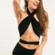 Sexy Split Crossed Straps Black Outfit Swimsuit Bikini - Bonny YZOZO Boutique Store