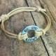 Waxed Cord Adjustable Bracelet with Customizable Washer
