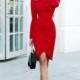 Irregular spring 2017 new sexy one shoulder slit skirt red slim dress - Bonny YZOZO Boutique Store