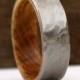 Whiskey Wood Ring, Jack Daniel's Ring, Whiskey Barrel Ring, Titanium Ring, Hammered Ring, Whiskey Oak, Oak Wood Ring, Handmade Wedding Ring