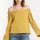 Vogue Split Bateau Off-the-Shoulder One Color Summer 9/10 Sleeves Blouse - Bonny YZOZO Boutique Store