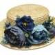 Boater hat. Straw hat. Flower boater hat. Raffia hat. Spring hat. Summer hat. Wedding hat. Bridal hat. Flower fascinator. Tea party hat.