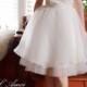 Short Knee Length Ivory Lace Wedding Dress - illusion neckline lace wedding party dress