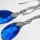 Blue Crystal Earrings, Swarovski Majestic Blue Earrings, Cobalt Silver Dangle Earrings, Bridal Blue Teardrop Earrings, Sapphire Earrings