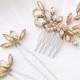 Bride Crystal Wedding Hair Comb with Bridal Leaves Hair Pins Wedding Hair Accessories Hair Piece for Women