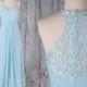 Bridesmaid Dress Light Blue Chiffon Dress,Wedding Dress,Halter Neck Maxi Dress,Ruched V Neck A-line Prom Dress,Sleeveless Party Dress(H440B)