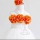 White tulle dress orange flower , flower girl dress princess party dress , birthday dress , tulle dress , tutu dress children wedding dress
