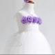 White tutu dress , purple flower girl dress , gift for girl , wedding girl , birthday party dress , tulle dress , size 2T 3T 4T 5 6 7 8 9 10