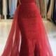 Elegante Abendkleider Rot Lang Günstig Spitze Abendmoden Online Modellnummer: XY335