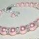 Pink Pearl Bridal Bracelet Swarovski Rosaline Pearl Silver Bracelet Blush Pink Wedding Bracelet Bridesmaid Pink Jewelry Bridal Jewelry